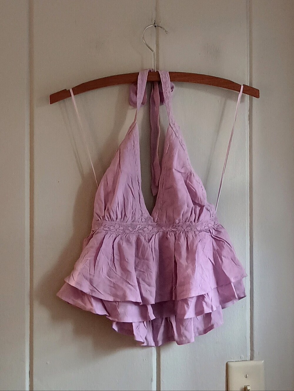 American Eagle Pink Ruffle Halter Top